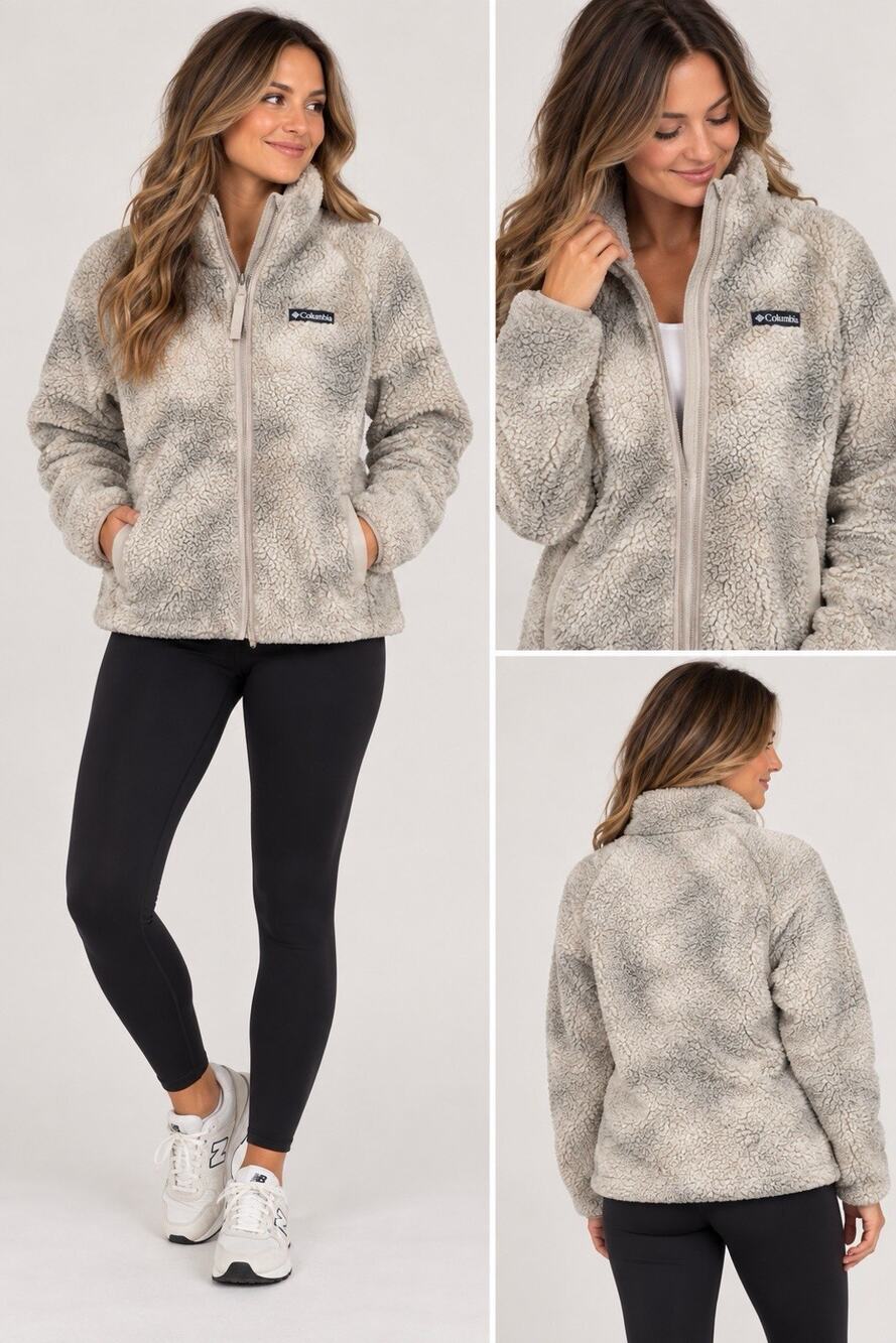 Columbia Women’s Camo Sherpa Fleece Full Zip Jacket Pockets XS